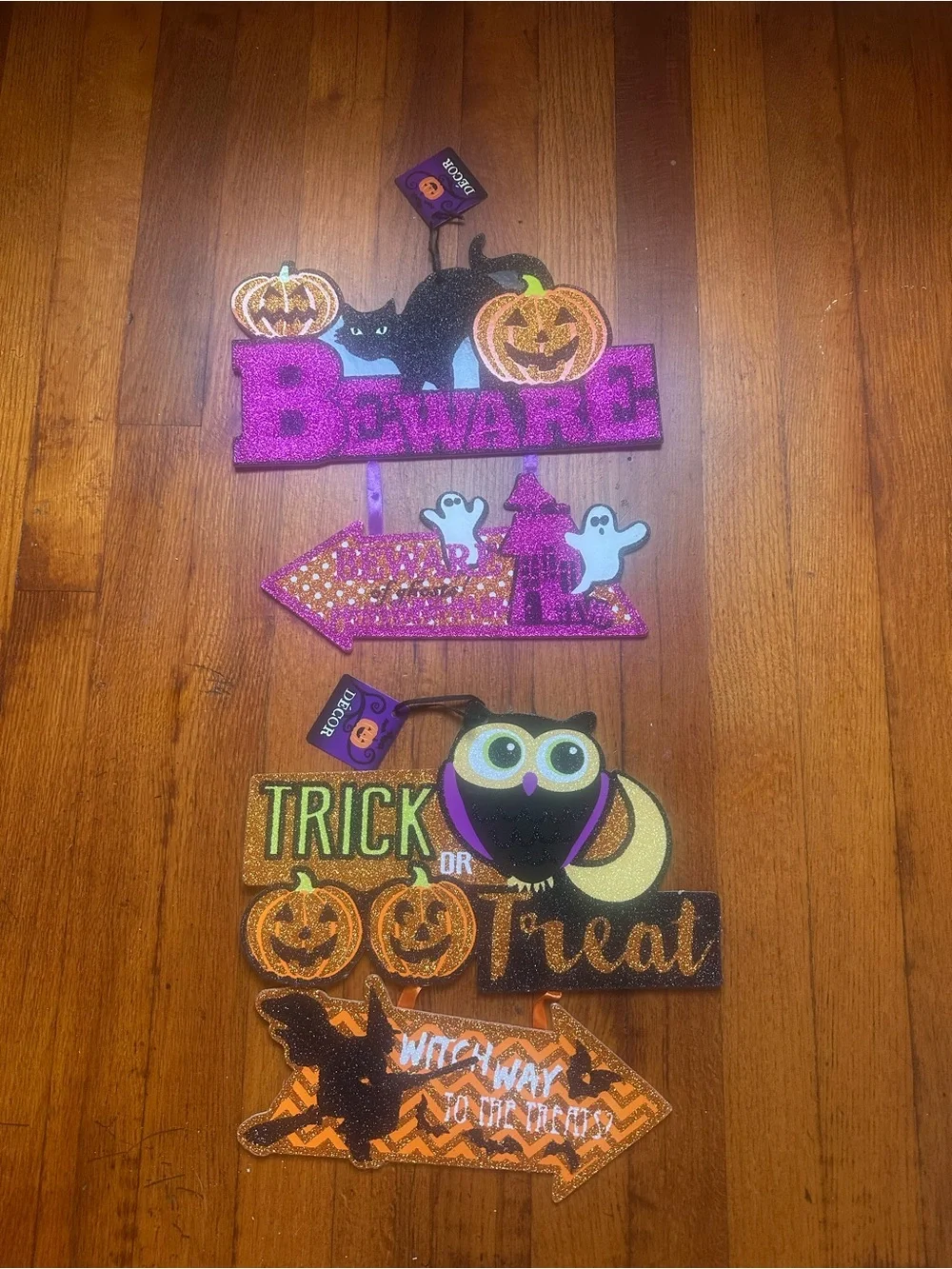 Halloween BEWARE OF THE GHOST ,TRICK OR TREAT Wall Door Hanging Sign 12 X 12